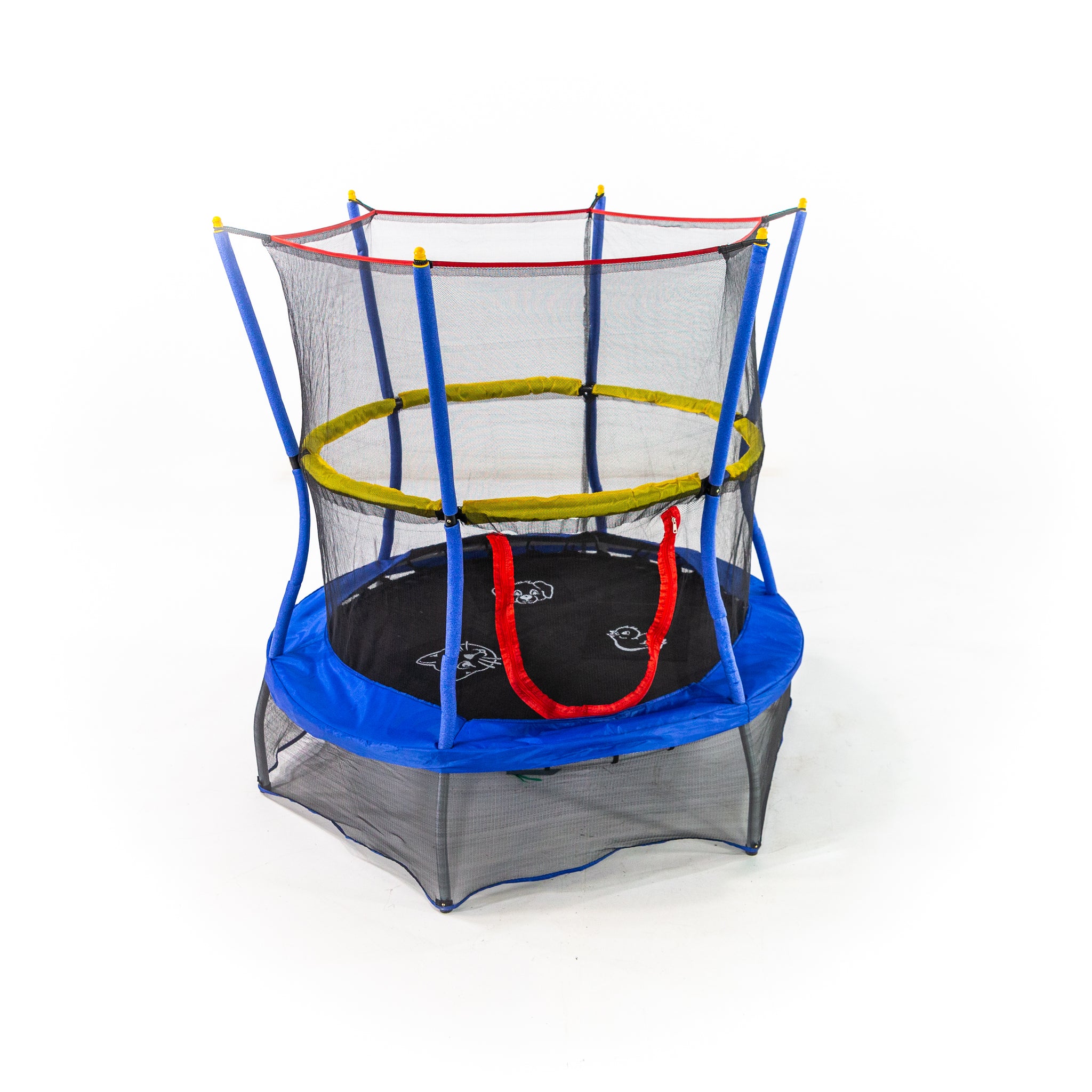 55 Round Bounce-N-Learn Interactive Mini Trampoline with Enclosure and  Sound