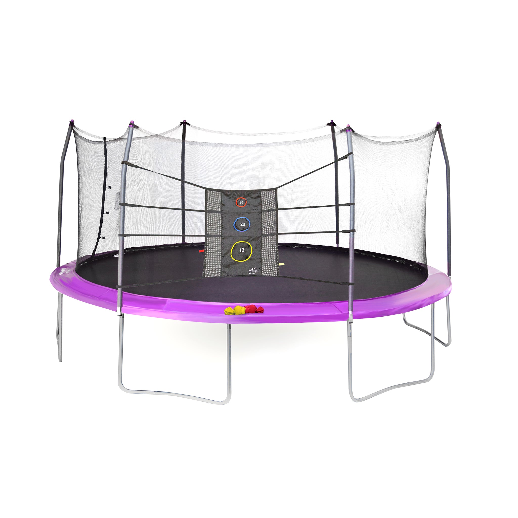 Skywalker Trampolines | Purple 17 Ft Oval Trampoline with Triple Toss Game