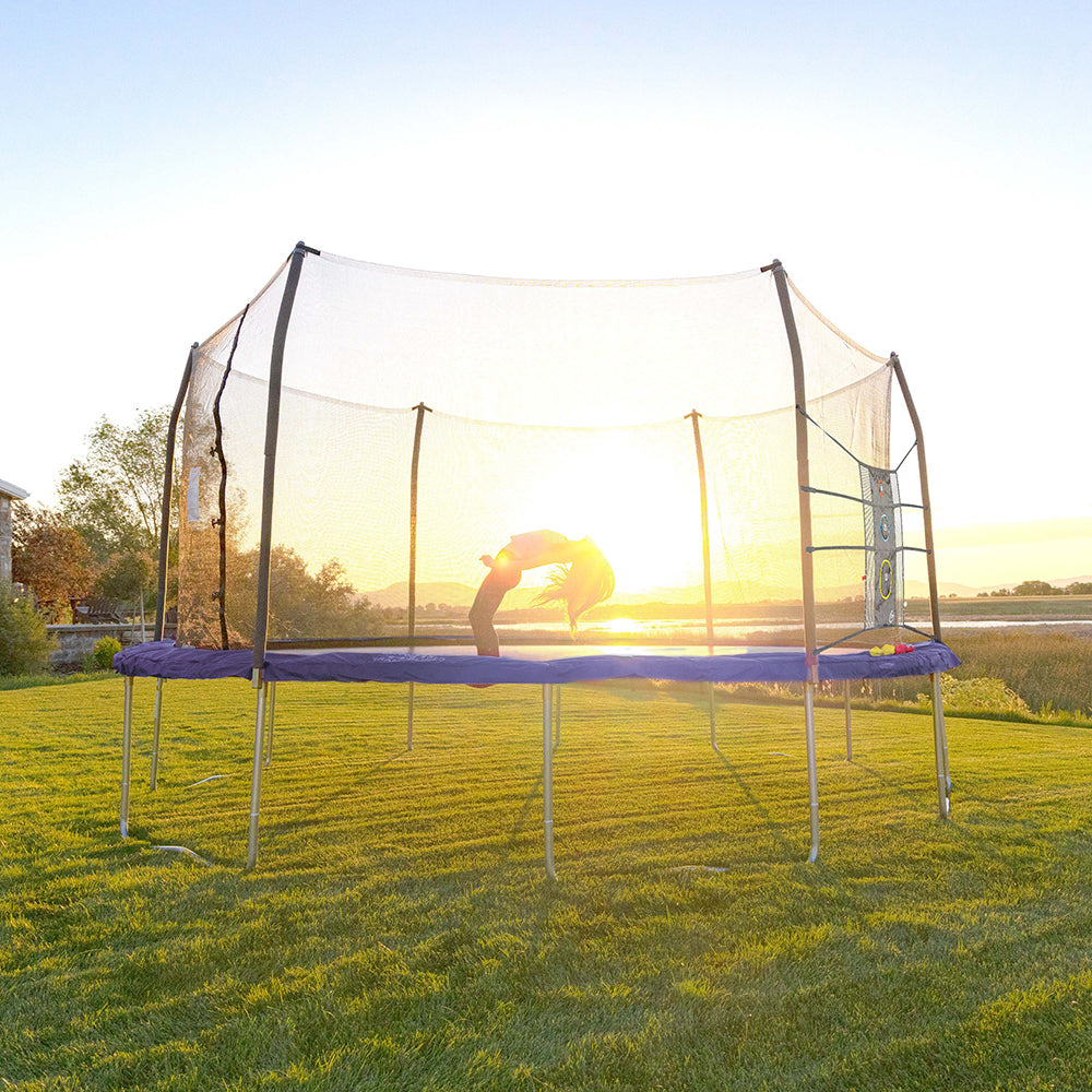 17' Oval with Enclosure Net and Triple Toss Game - Blue