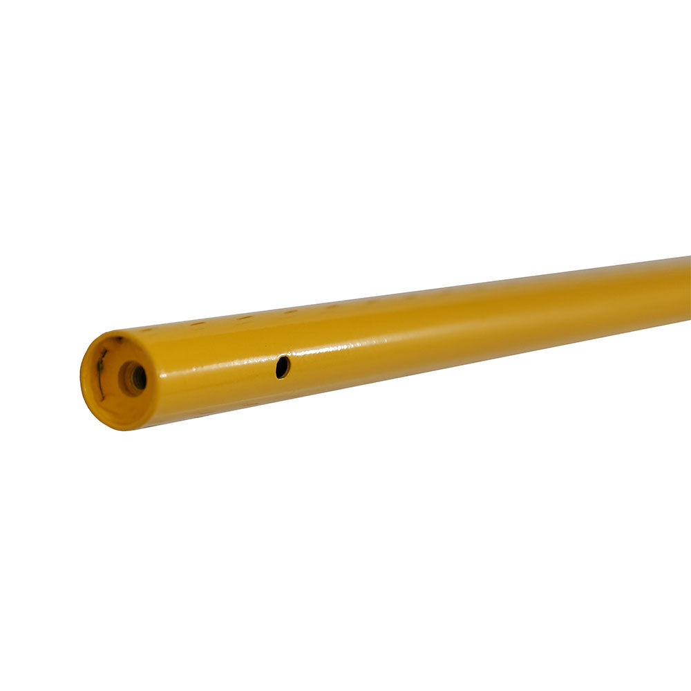 Long cross bar is made from yellow powder-coated steel.