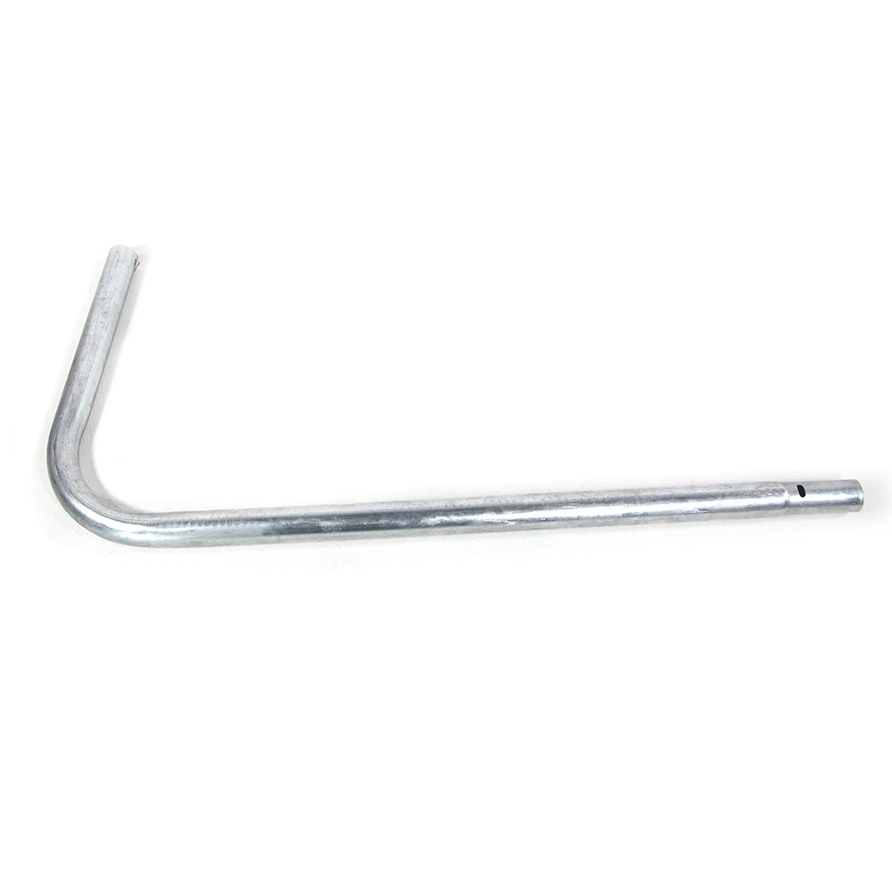 The J-shaped leg extension is made from galvanized steel. 