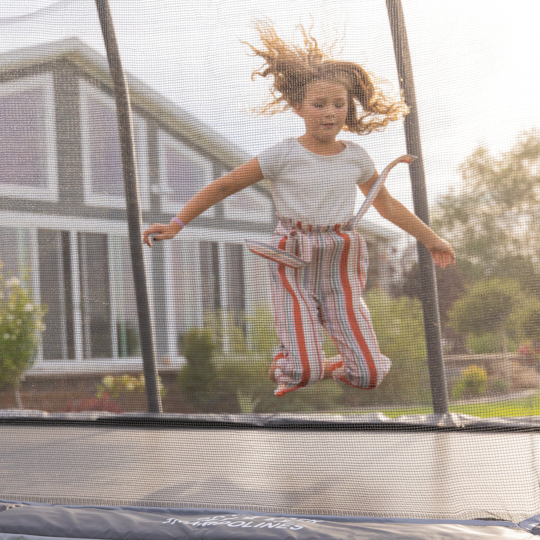 UpperBounce Trampoline 9-ft Rectangle Backyard in Gray in the