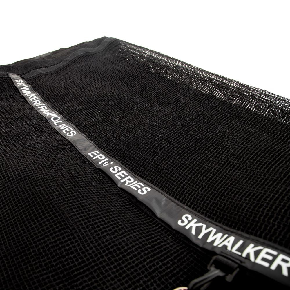 Close-up view of the branded zipper. 