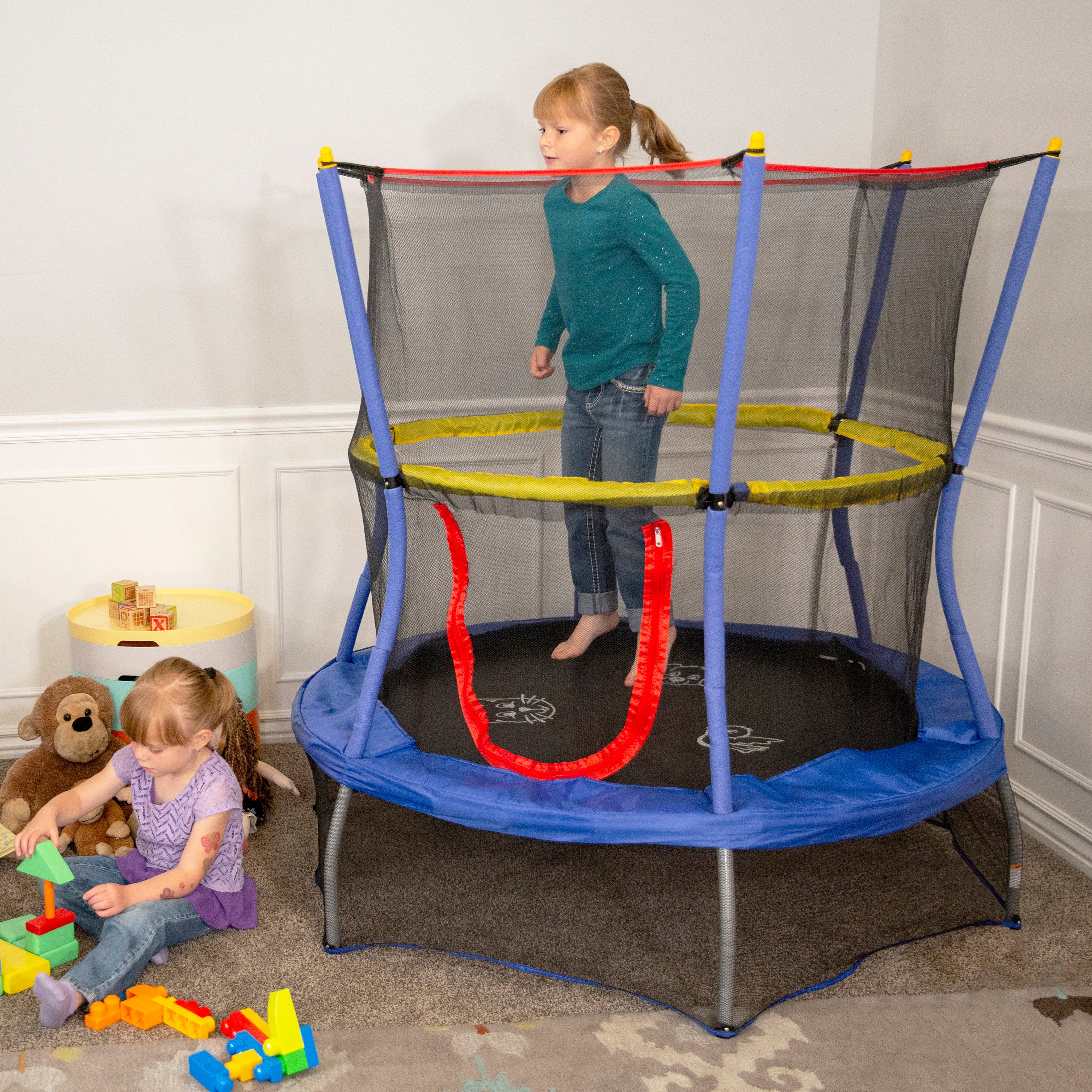 55 Round Bounce N Learn Interactive Mini Trampoline with Enclosure and Sound